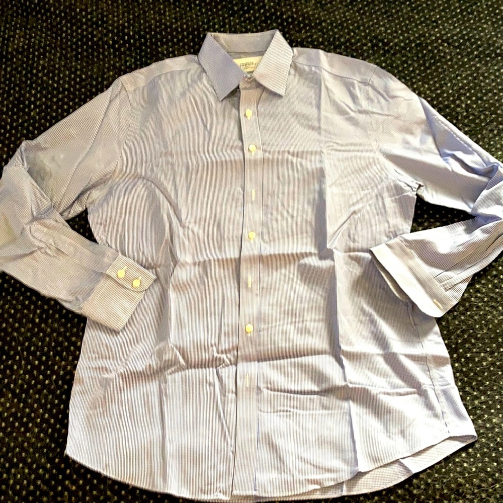 Men's Charles Tyrwhitt Dress Shirt 16.5 / 35 (Blue/White Check)